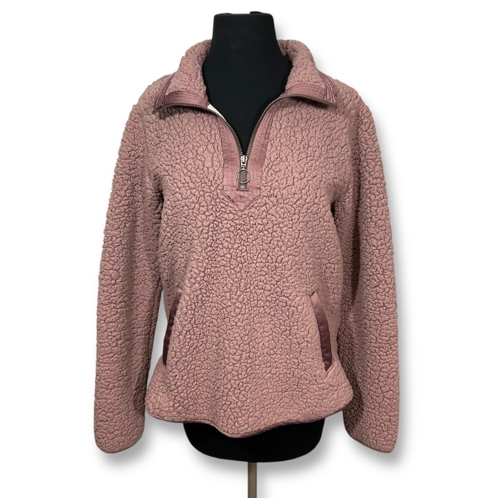 Abercrombie & Fitch Sherpa Pullover Half Zip Cozy Mauve Sweater Small‎